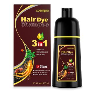 Shampoo de tintura de cabelo marrom escuro cosmpro 3 em 1 para cobertura cinza para mulher