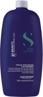 Shampoo Matizador Alfaparf Semi di Lino Brunette Anti-Orange 1L neutraliza reflexos alaran