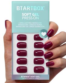 Short de squoval Press On Nails Battbox Plum Red Squoval para mulheres
