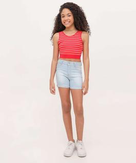 Short Juvenil Jeans Barra Dobrada Tam 10 a 16-75152