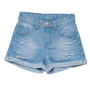 Short Mom Menina Mania Kids Detalhe Destroyed Jeans Claro Tamanho:18Cor:Igual da foto