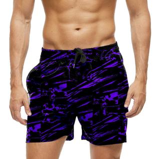 Short Praia Shorts Banho Bermuda Verão Manchas Roxa Preto Estilo 673