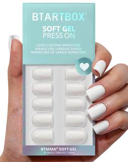 Short Press On Nails Bartbox Square Pastel White para mulheres