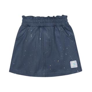 Short-Saia Cinti em Molecotton Denim Aplicação em Glitter Azul Escuro