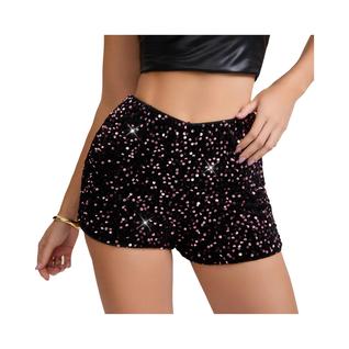Shorts De Cintura Alta Com Estampa De Leopardo E Lantejoulas Para Mulheres, Roupas De Club