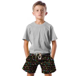 Shorts Infantil Bermuda Calção Praia Verão Listras Bolinhas Cartoon 646