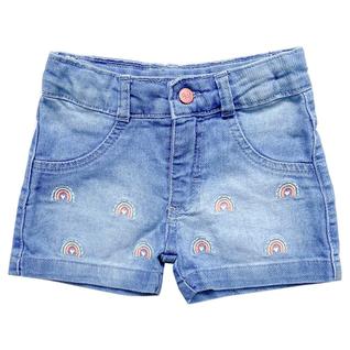 Shorts Infantil Look Jeans c/ Bordado Jeans