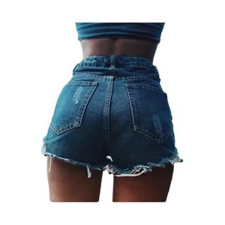 Shorts jeans rasgados para as mulheres, cintura alta, tampa do quadril, curto, legal, verã
