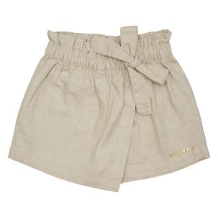 Shorts Saia Infantil Look Jeans Linho Bege