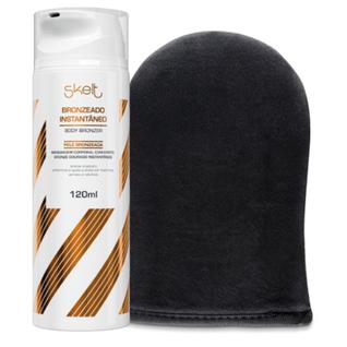 Skelt Bronzeado Instantaneo Corporal 120ml E Luva Aplicadora Maquiagem Corporal