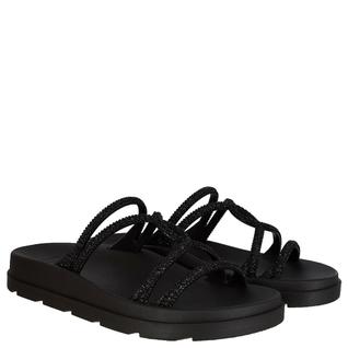 Slide Zaxy Bright Feminino Preto em Glitter