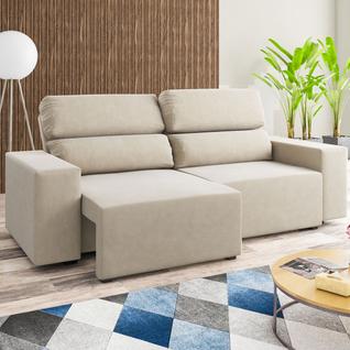 Sofá 3 Lugares Charm Reclinável e Retrátil Nude - Viero Móveis