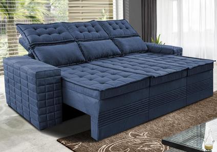 Sofá 3 Lugares Retrátil e Reclinável Cama inBox Senses 2,00m Velusoft Azul