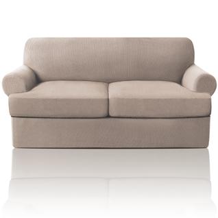 Sofá Slipcover PrinceDeco T Cushion Loveseat Sand Color