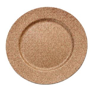 Sousplat de Plástico Labirinto Dourado/Marrom c/Glitter 33cm