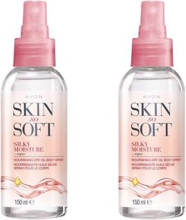 Spray de óleo seco Avon Skin So Soft Silky Moisture 150 ml (pacote com 2)