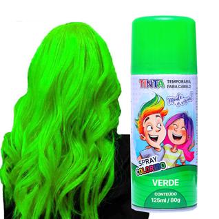 Spray Verde Maluco Tinta Colorida Temporária para Cabelo Lavável Festa Carnaval