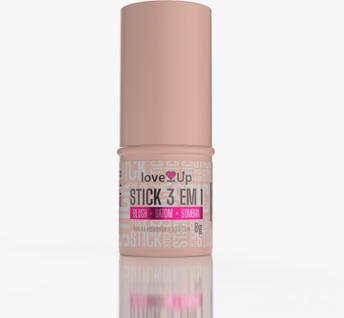 Stick 3 em 1 Blush Batom Sombra FPS 95 Rosê LoveUp 8g