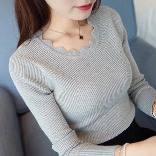 Suéter Feminino Branco De Tricô Slim Fit Com Gola Borboleta Manga Longa Casual Outono Inve