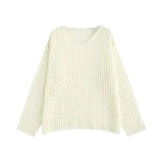 Suéter Feminino Casual Solto E Respirável Com Detalhes Vazados Estilo Japonês Para O Verão