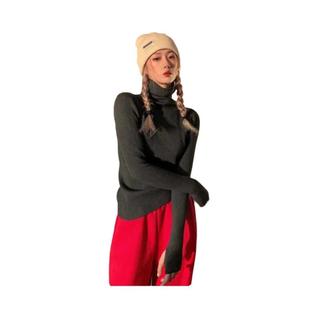 Suéter Feminino De Tricô Gola Alta Slim Fit Quente De Inverno Cor Sólida Estilo Coreano