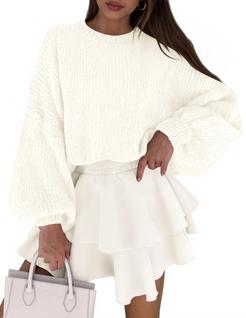 Suéter Oversized de Punto Grueso PRETTYGARDEN Branco M