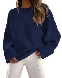 Suéter PRETTYGARDEN Azul Marinho Oversized de Tricô Peludo G