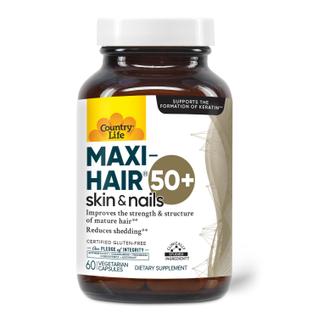 Suplemento Country Life Maxi-Hair 50+ Biotina, cabelo, pele, unhas