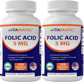 Suplemento de Ácido Fólico 5mg (5000mcg) - 120 Comprimidos