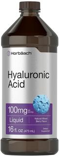 Suplemento de Ácido Hialurônico Líquido Horbäach - 100mg, 473ml, Sabor Frutas Vermelhas