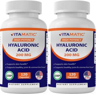 Suplemento de Ácido Hialurônico Vitamático - 240 Cápsulas (2 Frascos com 120 Cápsulas)