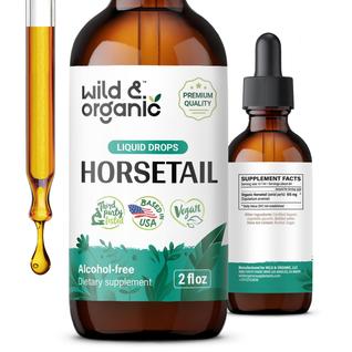Suplemento de erva de rabo de cavalo selvagem e orgânica 60 ml para cabelos, pele e unhas