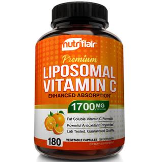Suplemento de vitamina C lipossomal NutriFlair 1700 mg 180 cápsulas