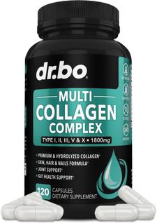 Suplemento DR. BO - Peptídeos de Colágeno Tipo I, II, III, V e X
