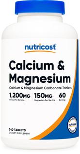 Suplemento Nutricost de cálcio e magnésio 240 comprimidos