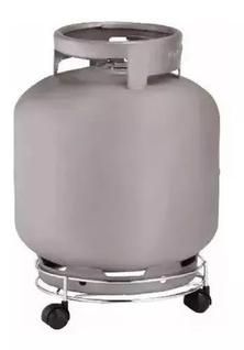 Suporte para Botijão de Gás com Roda Metal Cromado Botijão 13Kg Praticidade e Estilo para 