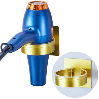 Suporte para secador de cabelo Oukimly, montado na parede, em metal dourado