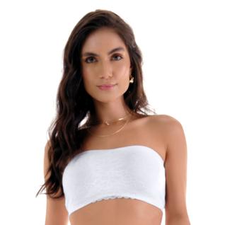 Sutiã Top Faixa Anatômico com Renda sem Costura Branco Zee Rucci