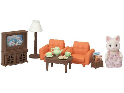 Sylvanian Families Sala de Estar com Irmã Gato  - Primavera com Acessórios Epoch Magia