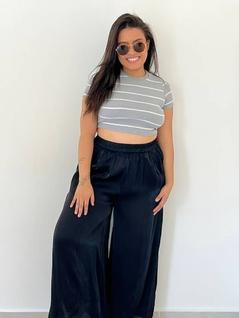 T0137-Calça Solta Larga Comfy Pantalona Moda Confortável 4n2202