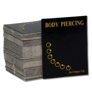 Tags Cartelas de Piercing Texto Cuidados no Verso