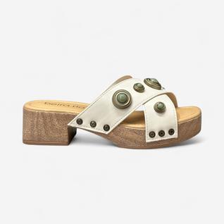 Tamanco Beira Rio Boho Chic Salto Madeira Off White