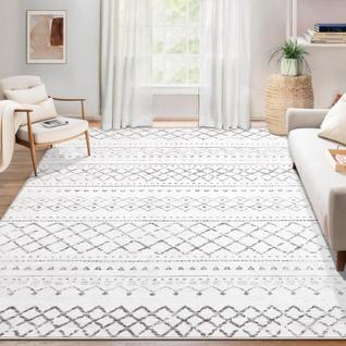 Tapete Aoyaomi lavável boho marroquino 6 x 9 pés cinza escuro