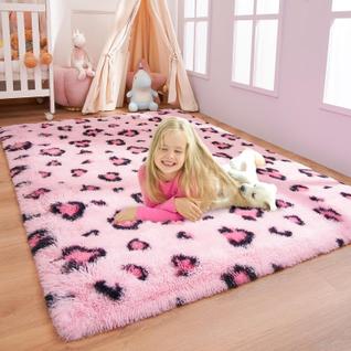 Tapete BENRON Soft para meninas, quarto infantil, 90x150cm, estampa de leopardo