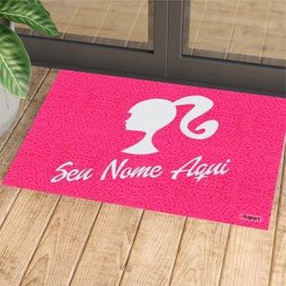 Tapete Capacho Personalizado BARBIE SEU NOME AQUI COR PINK 60X40