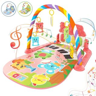 Tapete de Atividades Sensorial para Bebê 5 Mobiles e Piano Musical com Som e Luzes