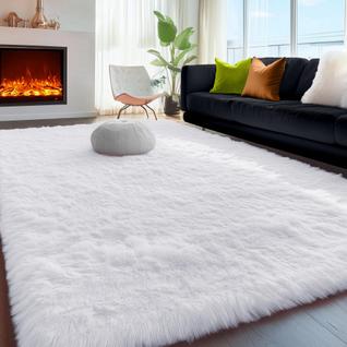 Tapete PAGISOFE 127x203cm Pelúcia Shaggy White Soft Carpet