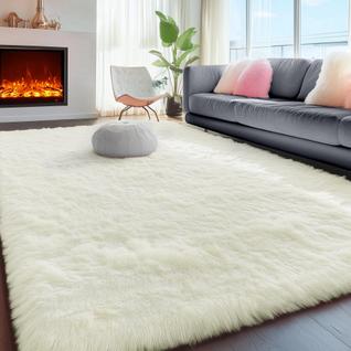 Tapete PAGISOFE 183x274 cm Creme Branco Soft Shaggy