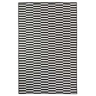 Tapete Sala Geométrico Listras 150X200 Preto Prata Listrado