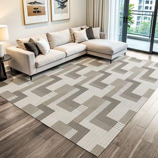Tapete Sala Quarto Geométrico 3,00m X 2,00m Elegante Moderno Antiderrapante Luxo Decorativ